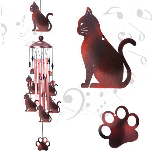 Xxschy Cats Wind Chimes Outdoor/Indoor Decor - 36 Inch Metal Musical Wind Bells, Mobile Romantic Kitten Wind Catcher, Outdoor Cats Wind Chimes Gifts for Mom, Home, Balcony, Trees, Festival Garden Decoration