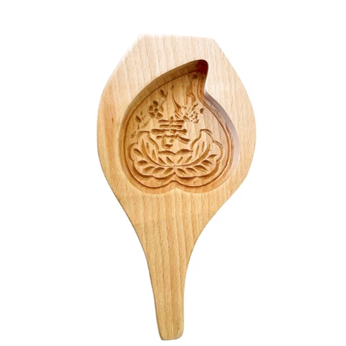MIDO BROS. Wooden Mold Stamp Moon Cake Mold Peach Shape Wood Mould Baking Tool for Muffin Soap Pumpkin Pie Cake Cookie Biscuit Chocolate 3