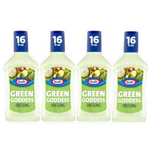 Vending 2 U Kraft Green Goddess Salad Dressing, 16 fl oz, Bottle, Pack of 4, Bundled With V2U Utensil Set