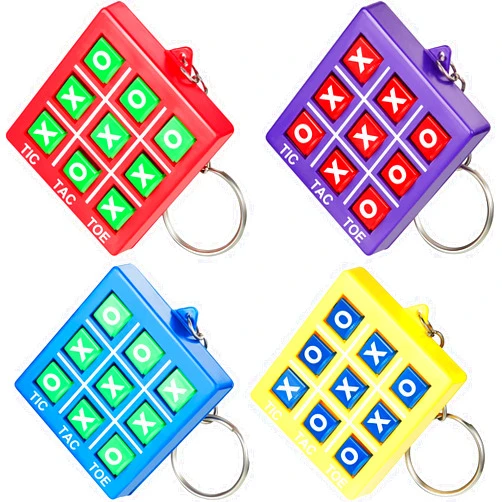 Hicarer,16 Pieces Tic Tac Toe Keychain Valentine's Day Durable Plastic Keyholders for Mini Backpack Clip Birthday Party for Boy Girl, Assorted Colors