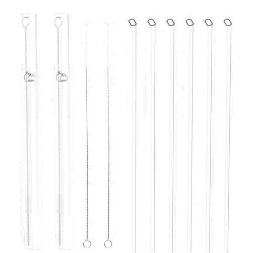 AYOYO 9.5 Inch Clear Acrylic Plastic Portable Replacement Straws for 16 oz 18 oz 20 oz Stanley,YETI,Starbucks Tumblers Travel 6 Pack Reusable Straws With 2 Piece Telescopic Case/2 Piece Cleaning Brush