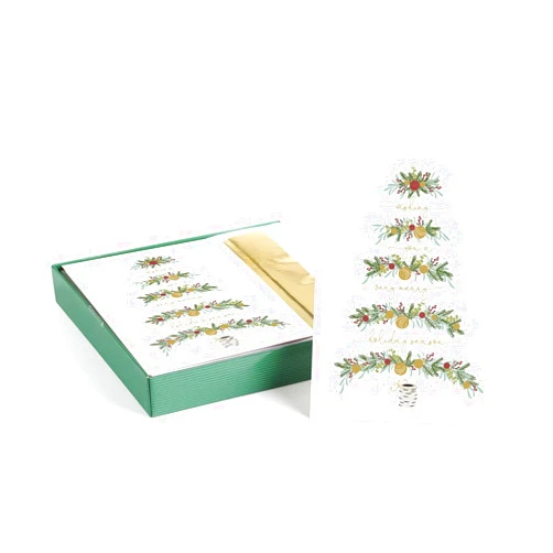 Canopy Street Between The Branches Gold Foil Holiday Cards / 16 Boxed Christmas Cards With Foil Lined Envelopes / 5 5/8