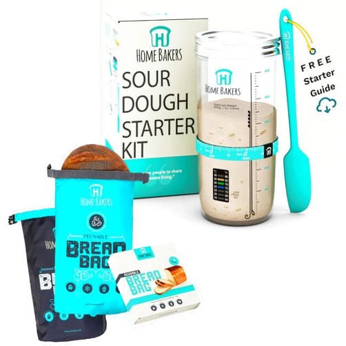 Ameeze Easy-to-Use Sourdough Starter Kit I 24oz Wide-Mouth Jar I Smart Tracker I Accurate Thermometer I Premium Scraper I Dual-Function Metal Lid I Perfect for Delicious 3-Loaf Batches