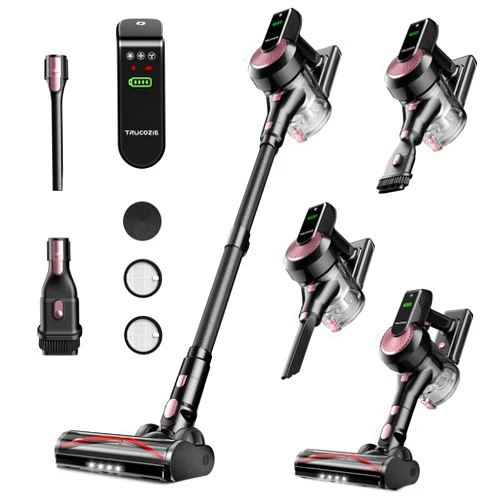 Trucozie Cordless Vacuum Cleaner, 40Kpa 45Mins Vacuum Cleaners for Home, 8-in-1 Lightweight Stick Vacuum with Powerful Suction, Anti-tangle Wireless Vacuum for Carpet, Tile, Pet Hair, Hardwood Floors, Black