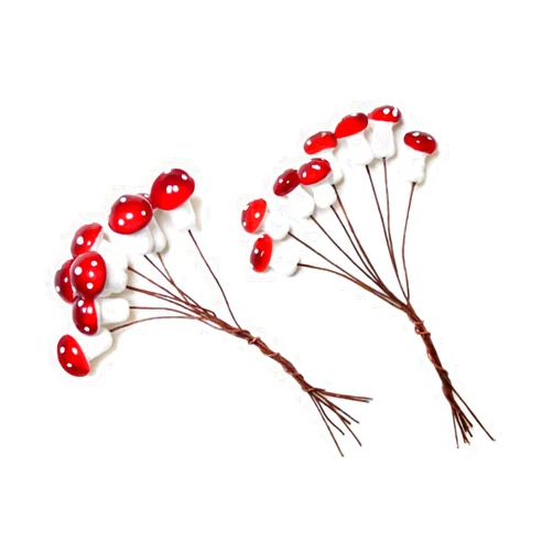 Forever in Time Mini Mushroom Picks for Floral Art or Gifts - 16 Piece