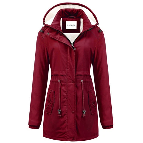 Chrisuno Women's Mid-Length Parka Winter Outerwear Jacket Soft Fleece Warm Snow Coat