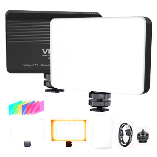 VIJIM VL120 LED on Camera Video Light,Mini Bi-Color Portable Photography Lighting w 6 Color Filters, 3100mAh Rechargeable CRI 95+ 3200K-6500K Dimmable LED Panel Light for DSLR Camera