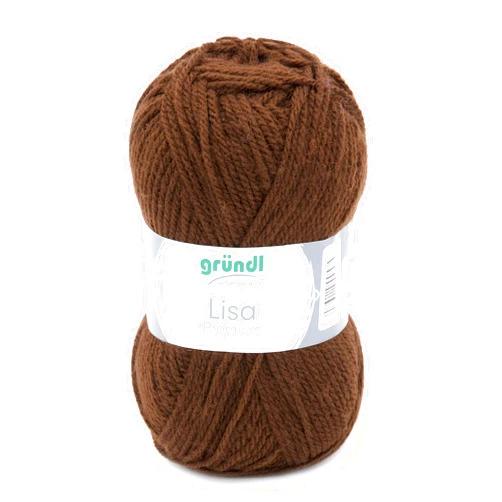 Grundl Gründl Lisa Premium Plain Knitting and Crochet Yarn (Soft and Wool-Like Character, Easy Care Knitting Yarn Made from 100% Polyacrylic, 50 g/133 m, Needle Size: 3.5-4.5, 1 Ball of 50 g), Chocolate