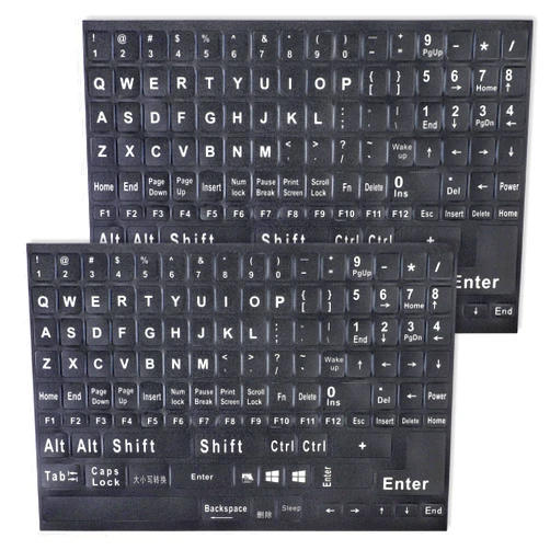 Salbsever 2 Pack Universal English Computer Stickers, Keyboard Replacement Letters English Stickers Big Matte English Alphabet Full Set Computer Black Background with White Letteringfor Laptop Desktop