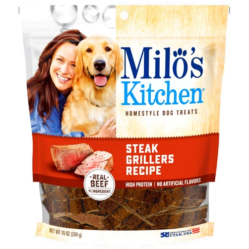 Milo's Kitchen Homestyle Dog Treats, Steak Grillers, 10 Ounce, High Protein, No Artifical Flavors
