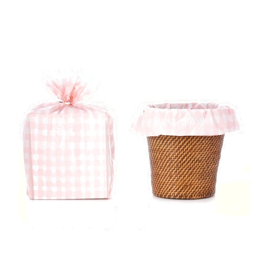 Designerliners TwoFer Reusable Baby Pink Gingham Gift Wrap Bags 8-Pack. Gift Wrap for You – Then Home Décor for Recipient. 21” x 24”. Twist Ties Included.