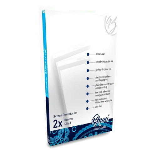 Bruni Screen Protector compatible with Konrow City 4 Protector Film, crystal clear Protective Film (2X)