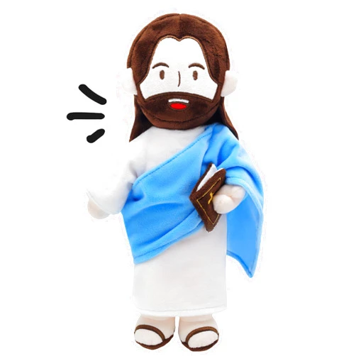Yelakey Jesus Plush Speaks 20 of Jesus' Bible Verses and 3 of Bible Music Jesus Doll Stuffed Animal to Teach Suitable for Church Sunday School Religious Easter (Blue)