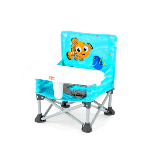 Bright Starts Disney Finding Nemo Pop 'N Sit Portable Booster, Indoor/Outdoor Use, Floor Seat with Feeding Tray, 6 Mos - 3 Yrs