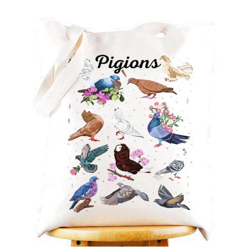 WZMPA Pigeon Tote Bag Pigeon Lover Gift Pigeon Species Reusable Grocery Bag Pigeon Merchandise