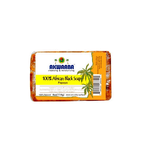 AKWAABA African Black Soap (Papaya, 4oz)