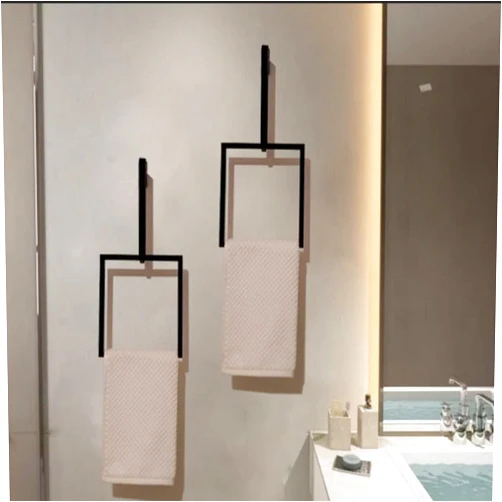 Wita Home 2-Pcs Unique Vertical Towel Rack Wall Mounted for Bathroom, Square Towel Holder, Modern Hand Towel Ring, Elegant Bathroom and Kitchen Decor, Space-Saving Towel Hanger (Small (16