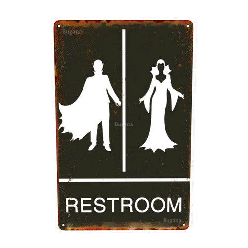Bugana Restroom Vintage Metal Sign, Funny Retro Bathroom Tin Signs, Toilet Door Decor for Home Farmhouse Beach Room Business Wall 8 x 12 Inch