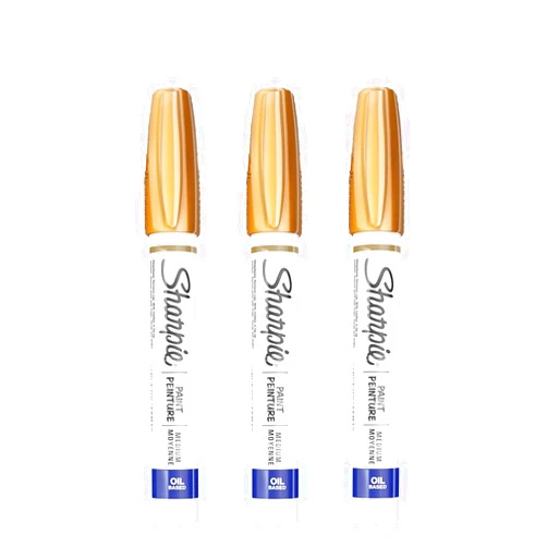 SHARPIE Oil-Based Paint Marker, Medium Point, 3-Count (Metallic Gold)