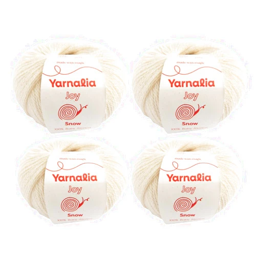 Yarnalia Joy Yarn Lace Weight 4-Pack, 25g/219yd - 100% Baby Alpaca | Ultra-Soft Yarn Spun for Knitting & Crocheting Beautiful Stitch Definition for Sweaters, Blankets & Accessories | Snow