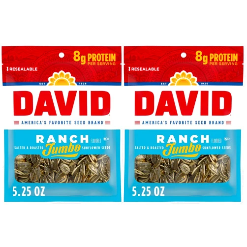 DAVID SEEDS Roasted and Salted Ranch Jumbo Sunflower Seeds, 5.25 oz (Pack of 2)