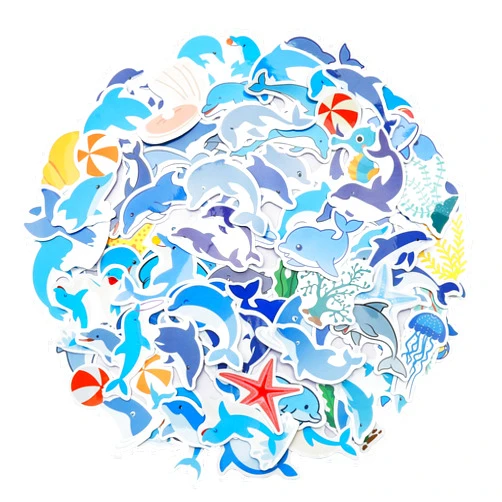 Cleverplay 100 Pack Dolphin Stickers, Dolphin Party Favors, Birthday Decorations