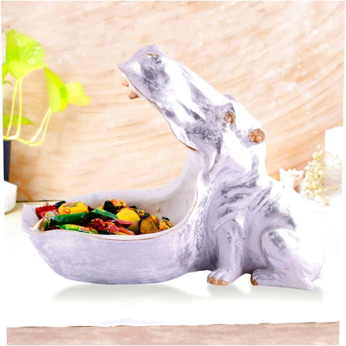 Generic Swain CraftsAngry Hippopotamus Mouth Open Face Sculpture Polyresin Hippo Showpiece for Home Decor or Best for Put Any Type Products Wallets, Optical,Watches, Key etc White