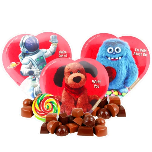 Sweetzo Valentine’s Chocolate Heart Box for Boys, Assorted Flavored Truffles Inside, Style May Vary, Pack of 3