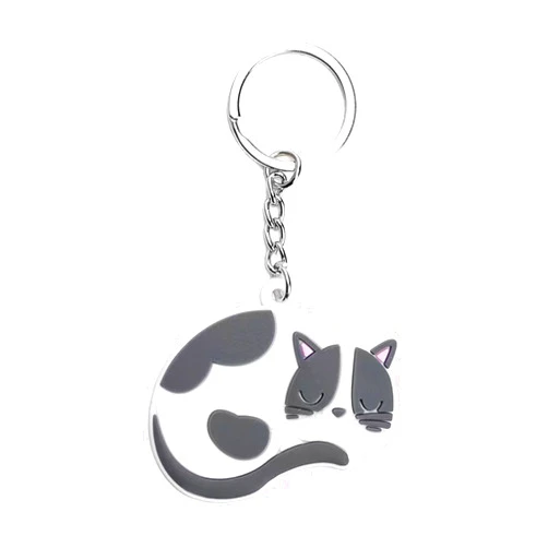 POYAMUSE Lovely Cats Keyring - Cartoon Cat Key chain for Women Girls Pet Memorial Jewelry - Cat Shows Cat Cafes Souvenir