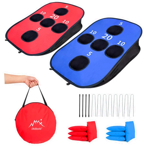 Nattork Portable Cornhole Set PVC Framed Corn Holes Outdoor Game Set with 2 Cornhole Boards, 8 Cornhole Bean Bags and Carrying Case, Camping Games Indoor Outdoor for Kids and Adults, Travel Camping Accessory