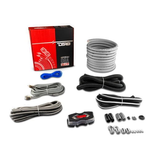 DS18 AMPKIT0/SLV - 0-GA CCA Complete Package Installation Cable Kit for Car Audio Amplifiers Silver