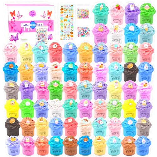 Remethsu Butter Slime Kit 68 Pack, Mini Slime Party Favors for Girls Boys, Scented Bulk Slime Supplies & Kids, Stress Relief Toy, Soft & Non-Sticky, Birthday Stocking Fillers Goodie Bags Stuffers