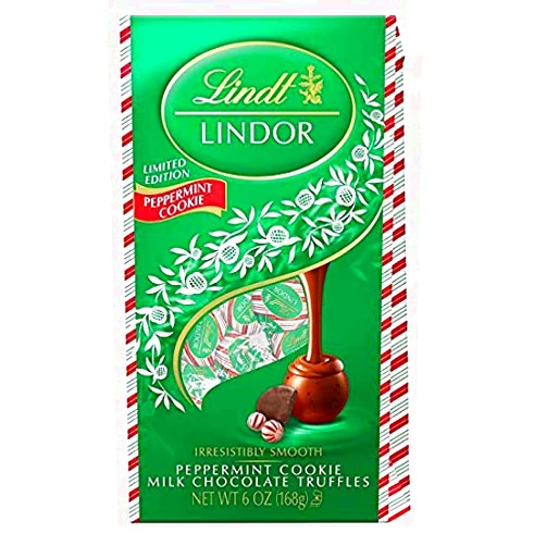 Lindt Limited Edition LINDOR Peppermint Cookie Milk Chocolate 6 Oz. (Pack of 1)