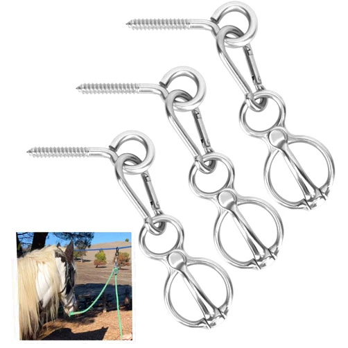 Dayimado Horse Tie Ring, Stainless Steel Tie Ring for Horses, Sturdy and Safe Horse Tack Supplies for Indoor and Outdoor Reducing Horse Injured When Pull Back 3 Pack