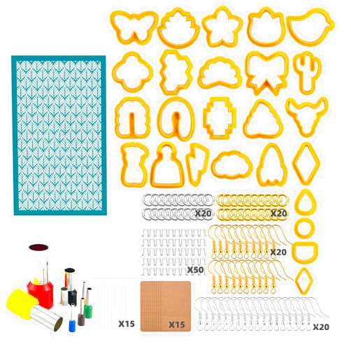 CoCogo Polymer Clay Cutters Set, 25 Shapes Clay Earring Cutters with 194 Earrings Accessories for Polymer Clay Jewelry Making