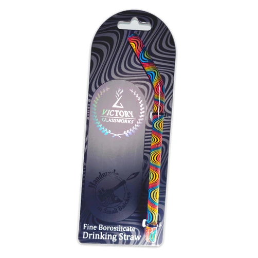 Victory Glassworks Fine Borosilicate Drinking Straws, Washable, Reusable, Dishwasher-Safe, Available in Aurora and Rainbow Reversal Colors (Rainbow Reversal)