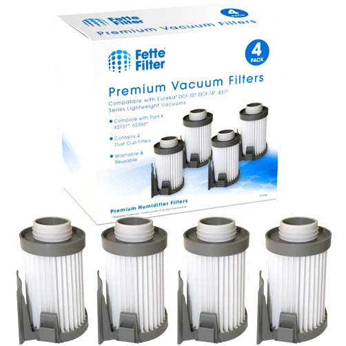 Fette Filter - Vacuum Filter Compatible with Eureka Models DCF10, DCF-10, DCF14, DCF-14, Optima 430 series & Optima Pet Lover Compare to Part # 62396-2, 62396, 62731. Pack of 4