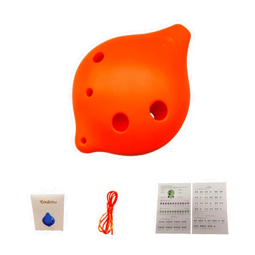 SIKATIHU 6 Hole Ocarina C Key Plastic Ocarina Music Instrument for beginner Best Gift for Adults kids (Orange)