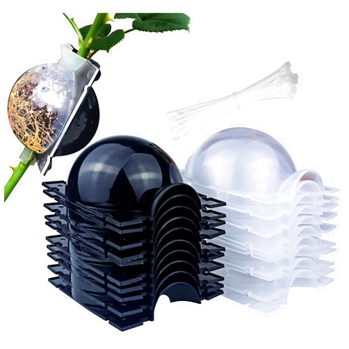 MIIIM 10 PCS Air Layering Propagation Kit with Zip Ties, Reusable Half Transparent Grafting Ball, Air Layering Pods Clear, Plant Rooting Grafting Box for Fast Propagation Plants (Medium)