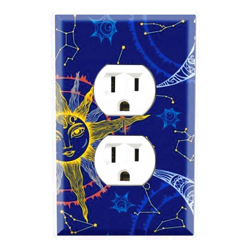 DecalSkin Graphics Wallplates - Sun Moon and Zodiac- Duplex Outlet Wall Plate Cover