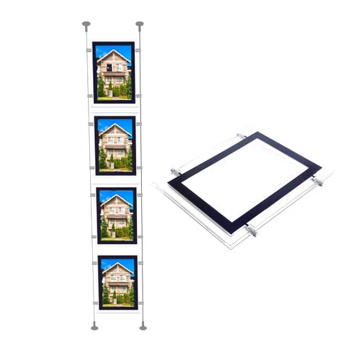 HKSIGN-A4 Led Picture Frame Real Estate Agent Window Hangings Backlit Poster Frame for Business Sign Holder (4pcs A4 a Row, Portrait-Vertical)