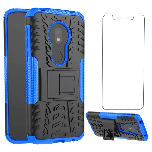 Asuwish Phone Case for Moto G7 Play/MotoG7 Optimo XT1952DL/Tmobile Revvlry with Tempered Glass Screen Protector Cover Stand Hard Rugged Hybrid Cell Accessories Motorola MotoG7Play Moto7 G 7 7G G7Play Black