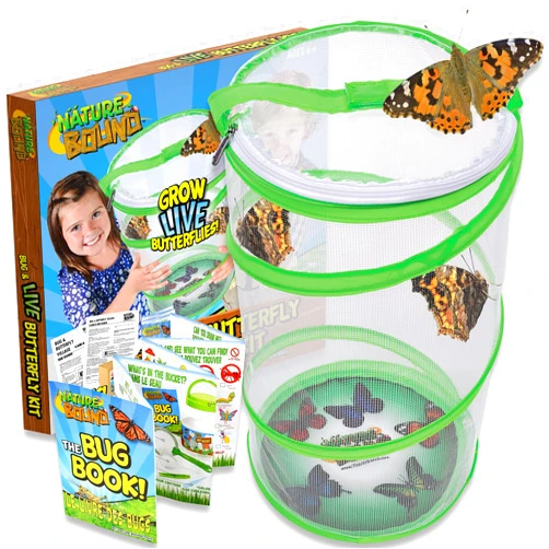 Nature Bound Butterfly Growing Kit - Live Caterpillar to Butterfly Project for Kids - Includes Voucher for Caterpillars, Green Pop-Up Enclosure, and STEM Learning Guide