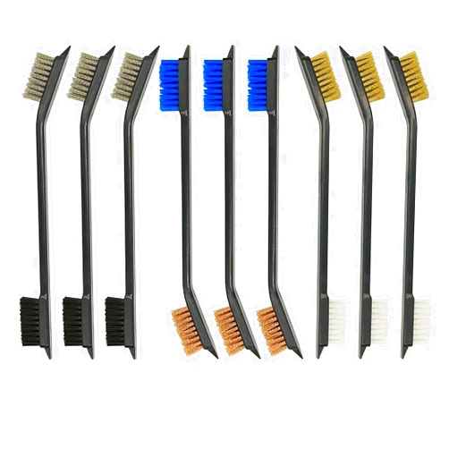 Yoogeer 9Pcs Double-Ended Gun Cleaning Brushes Cleaner Set Brass Phosphorous Copper Steel Nylon Plastic Bristle with Pry Bar Firearm Gun Cleaning Supplies for Cleaning Welding Slag and Rust