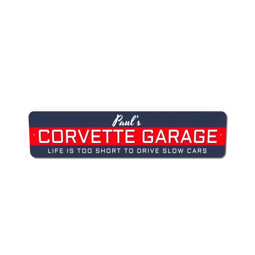 Lizton Sign Shop Metal Chevy Sign Personalized Name Corvette Garage Aluminum Wall Decor for your mancave, parking space, car port - Blue, Rectangle Decorative Plaque - 9
