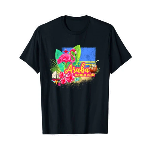 Aruba Retro Caribbean Island Flamingo Vintage Aruba Retro Caribbean Island with Flamingo Vintage Souvenir T-Shirt