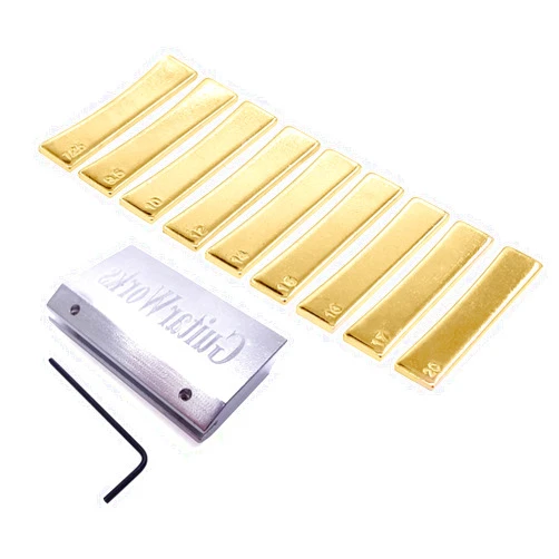 TUOREN 10Pcs Guitar Bass Fretboard Press Caul Block With 9 Radiused Brass Inserts 7.25/9.5/10/12/14/15/16/17/20 Radian Guitar Bass Repairing & Luthier Tools
