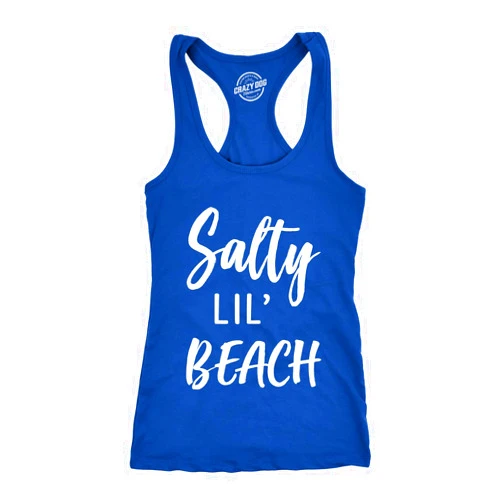 Crazy Dog T-Shirts Womens Tank Salty Lil Beach Shirt Cute Summer Vacation Tanktop