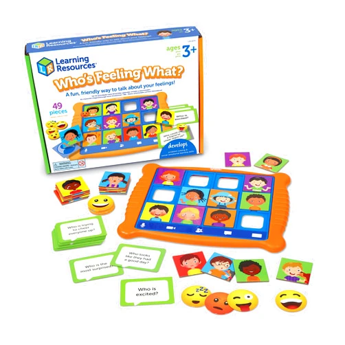 Learning Resources Who's Feeling What?,Social Emotional Learning Games, Communication Games for Kids, Emotion Toys, Feeling Toys for Kids, 49 Pieces, Age 3+