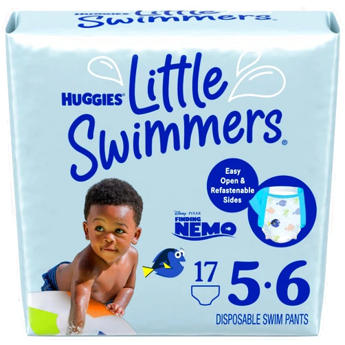 Huggies Little Swimmers Disposable Swim Diapers, Size 5-6 (32+ lbs), 17 Ct